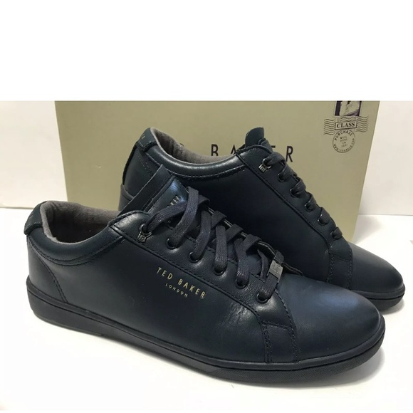 Ted Baker Shoes | Ted Baker Theeyo Leather Dark Blue Men Sneaker Shoes 8.5 London Designer Rare | Color: Blue | Size: 8.5 | Si_Vintage's Closet